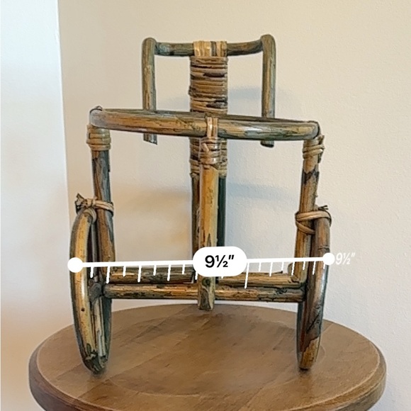 Vtg Bamboo Tricycle Bike Plant Stand Holder Wicker Rattan Boho NO PLANT OR POT - Picture 10 of 13